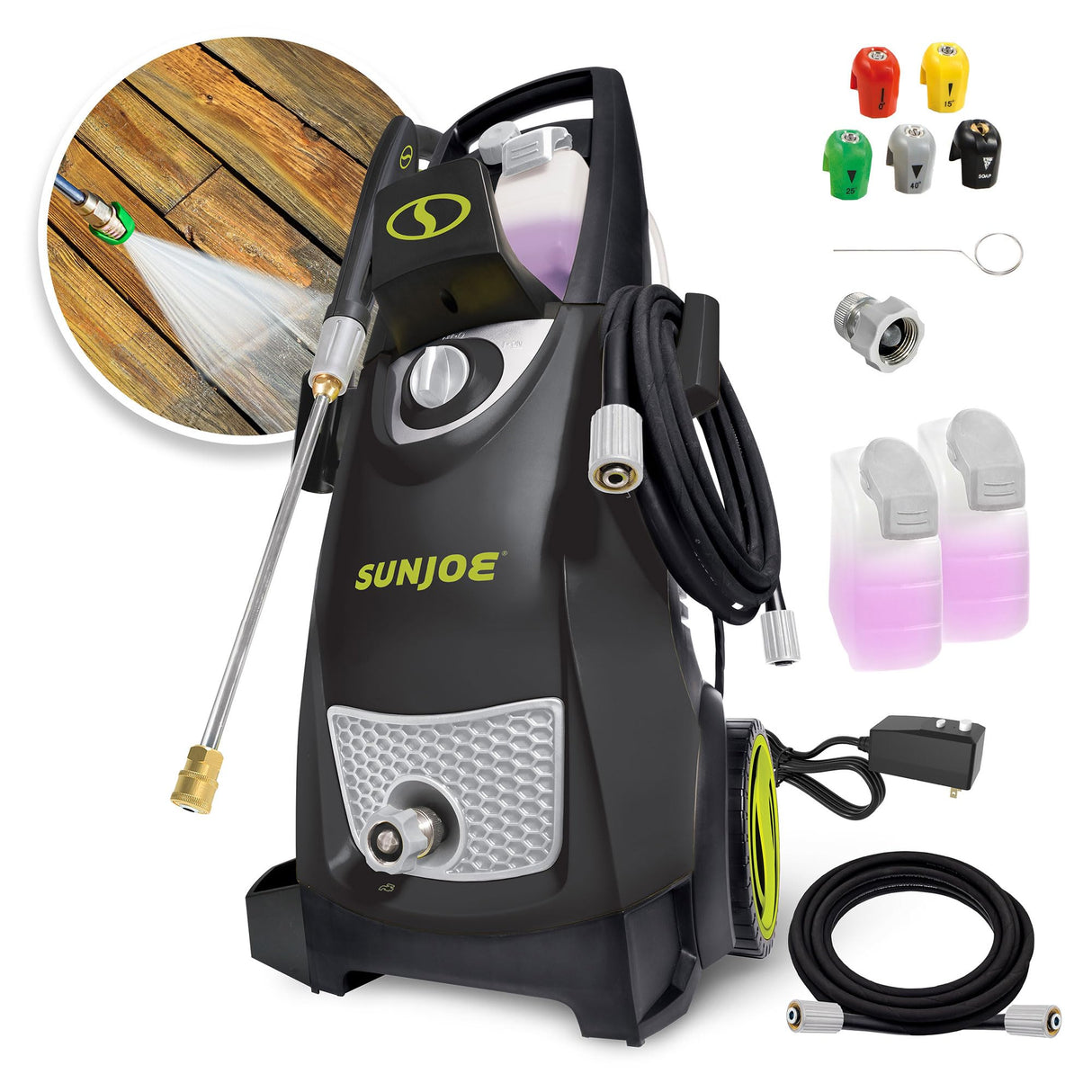 Sun Joe Electric Pressure Power Washer, 2030 PSI, 1.2 GPM, Dual Soap Tanks, SPX3000, Black Sun Joe