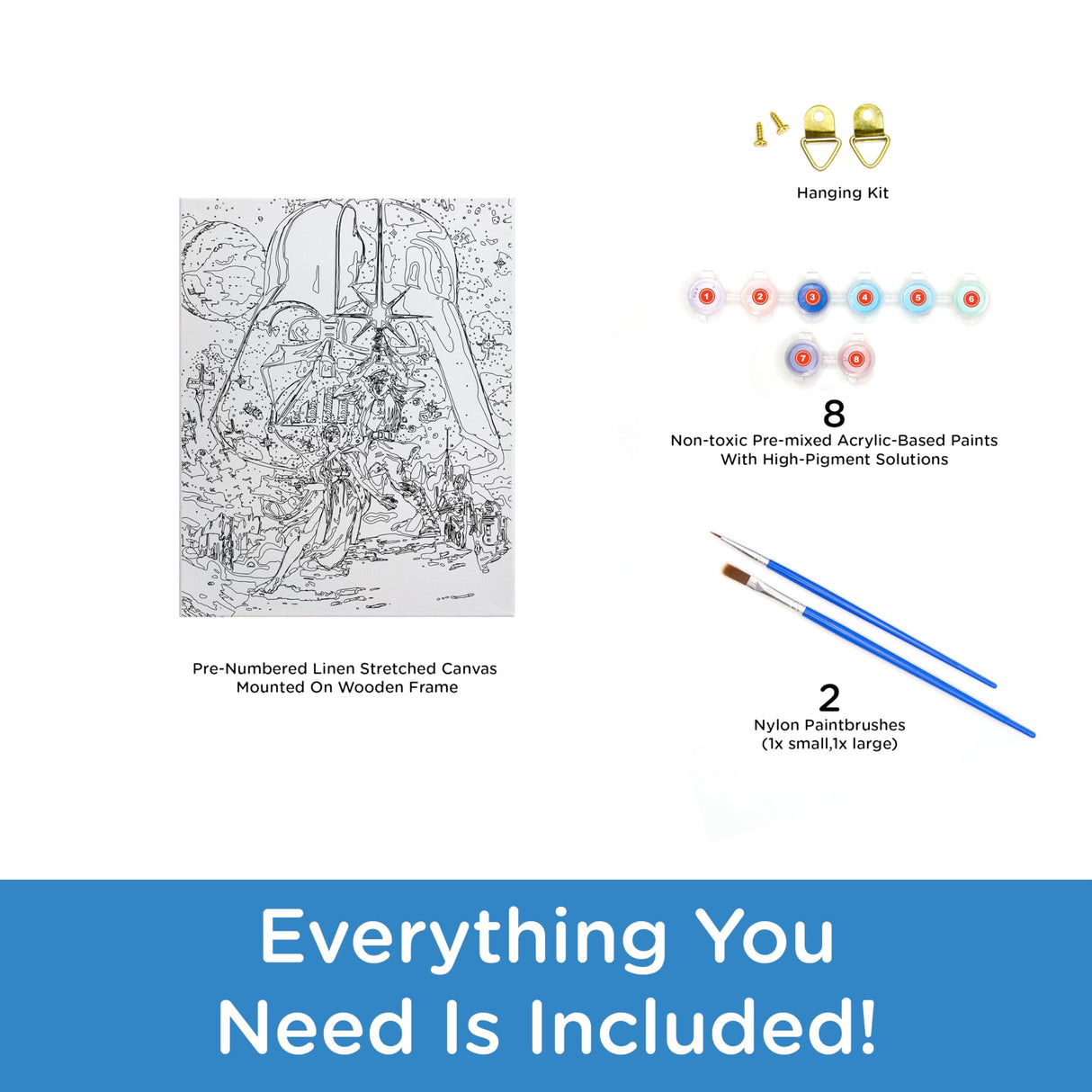 AQUARIUS Star Wars A New Hope Art by Numbers Mini - 8.5 x 11 in - Star Wars Themed Paint by Number for Adults & Kids - DIY Color by Number Paint Kit for Beginner - Officially Licensed AQUARIUS