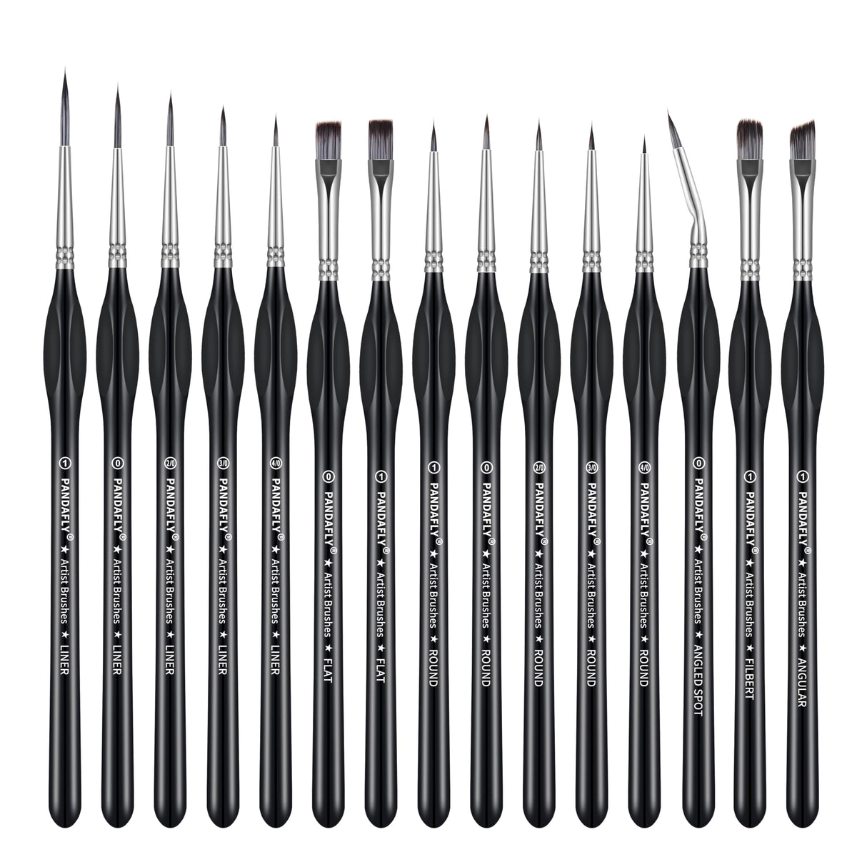 PANDAFLY Detail Paint Brushes Set, 15pcs Miniature Brushes for Fine Detailing & Art Painting - Acrylic, Oil, Watercolors & Paint by Number, Models, Face, Nail, Craft, Warhammer 40k PANDAFLY