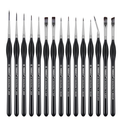 PANDAFLY Detail Paint Brushes Set, 15pcs Miniature Brushes for Fine Detailing & Art Painting - Acrylic, Oil, Watercolors & Paint by Number, Models, Face, Nail, Craft, Warhammer 40k