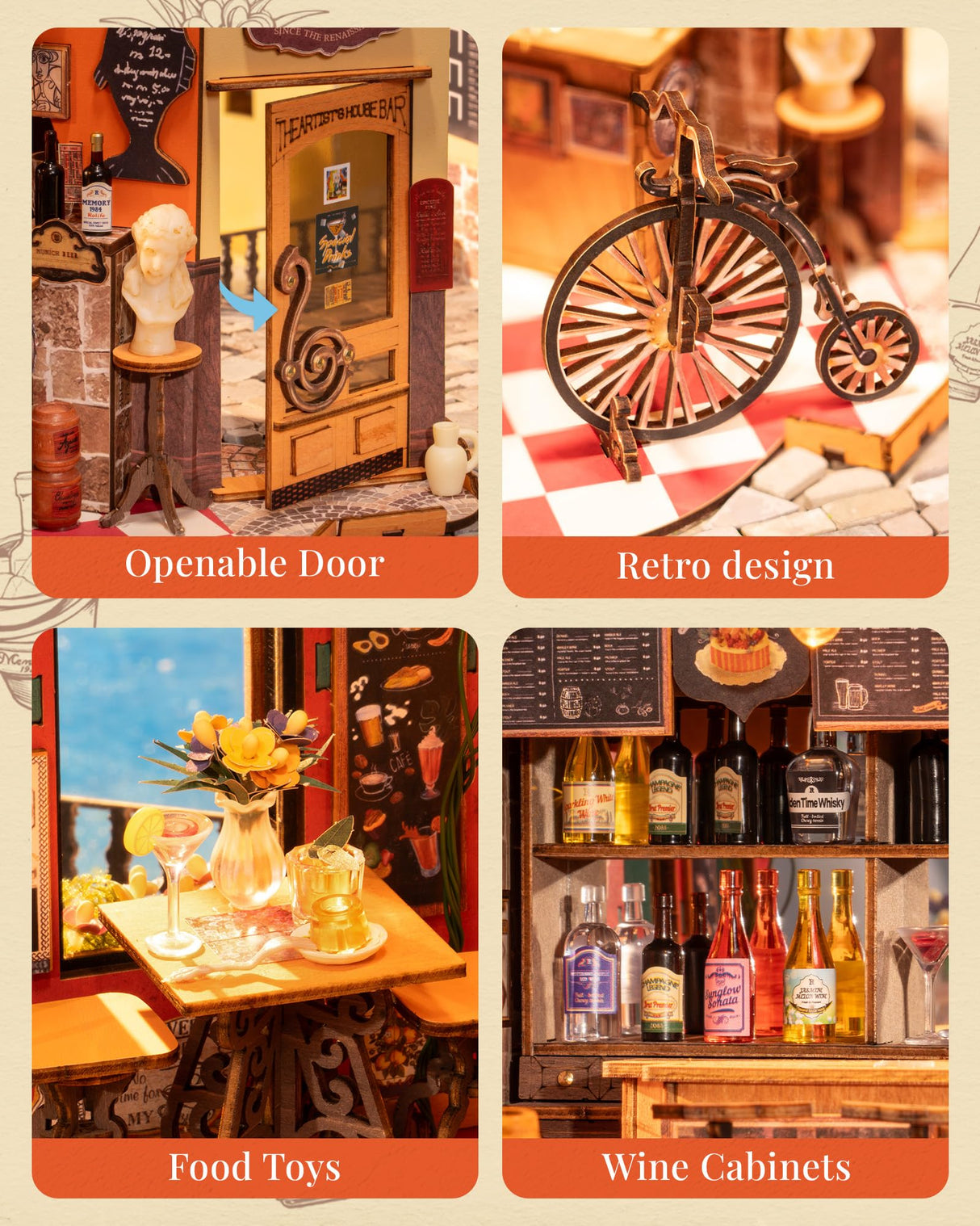 Rolife DIY Miniature House Kit Cheers Bar Dining, 3D Book Nook Bookshelf Decor for Adults, Mini Model House Kits, DIY Crafts Kit Halloween for Adults (Cheers Bar Dining) Rolife