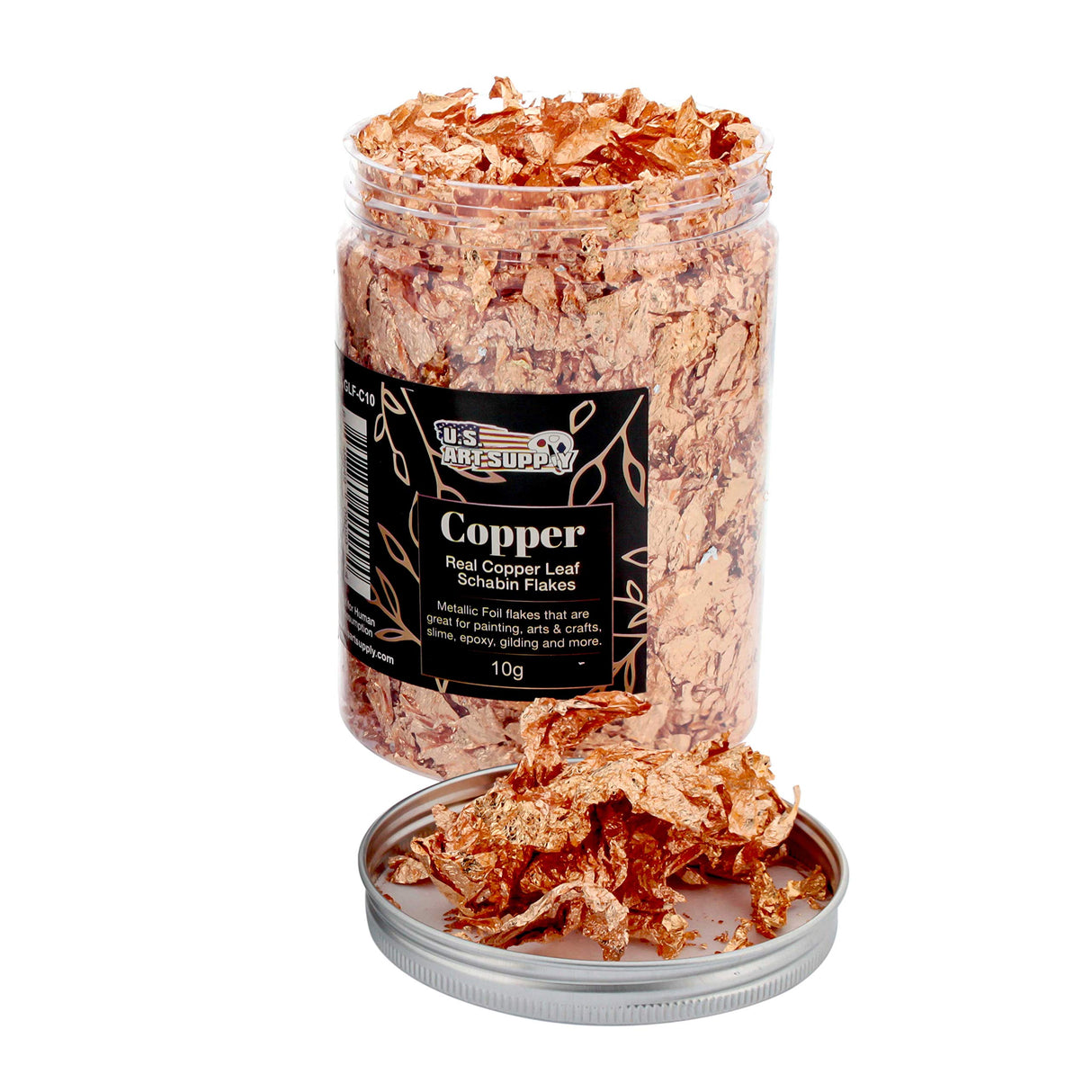 U.S. Art Supply Metallic Foil Schabin Gilding Genuine Copper Leaf Flakes in a 10 Gram Bottle - Gild Picture Frames, Paintings, Furniture, Decorate Epoxy Resin, Nails, Jewelry, Slime, Arts and Crafts U.S. Art Supply