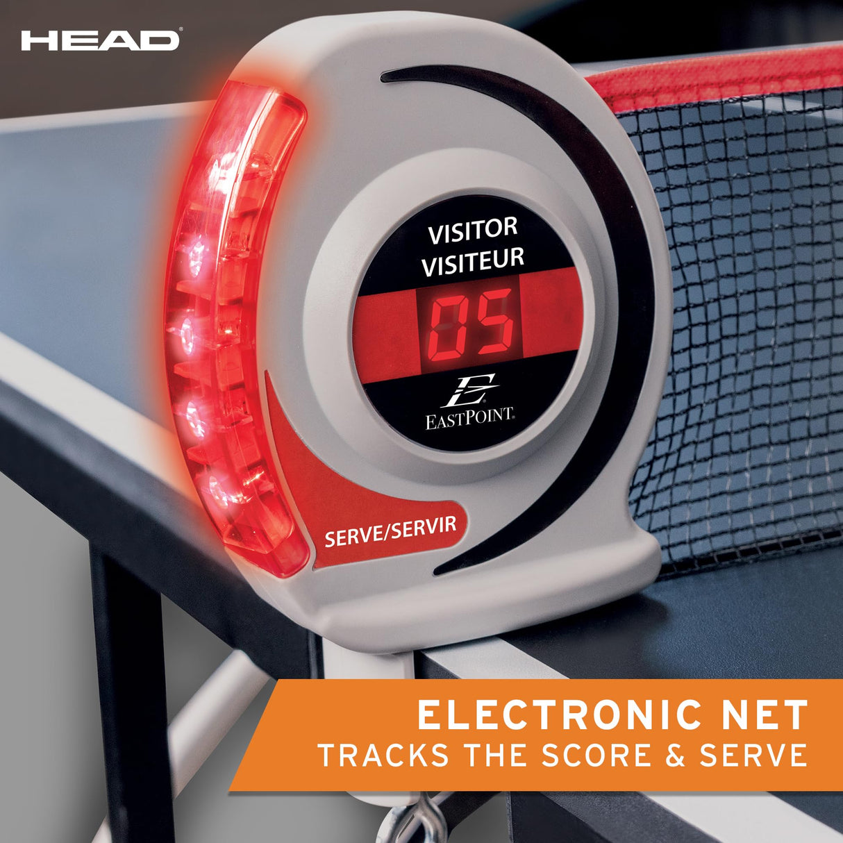 HEAD Easy Setup Ping Pong Table with Electronic Scorer - Junior Folding Table Tennis Table for Easy Storage - Game Room Table Includes 2 Paddles and Balls HEAD