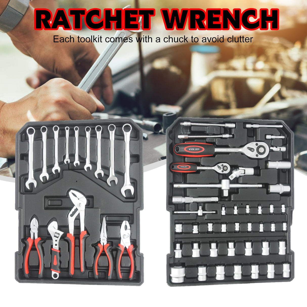 899 pcs Aluminum Trolley Case Tool Set, Removable Portable Hand Toolbox Set with 4 Drawers and Wheels for Household Repairs, Auto Maintenance, Construction, Garden (Black) Fetuero