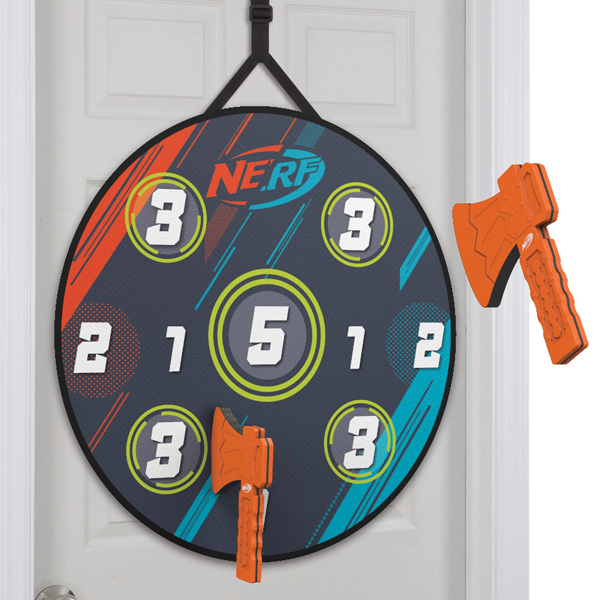 NERF Lumberjack Toss Axe Throw - Back-of-Door Axe Tossing Target with 2 Foam Axes - Great for Game Rooms or Kids Bedrooms EastPoint Sports