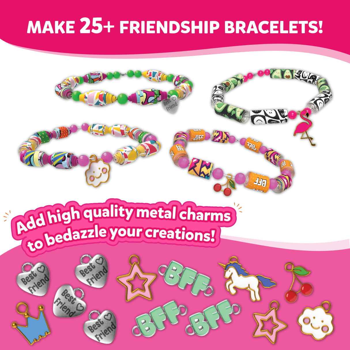 Skillmatics Craft Activity - Roll-Up Beads Friendship Bracelets DIY Kit, 400+ Charms & Beads, Jewelry Making Kit, Create 25+ Bracelets, Gifts for Kids Ages 6, 7, 8, 9, 10, 11, 12, 13 Skillmatics