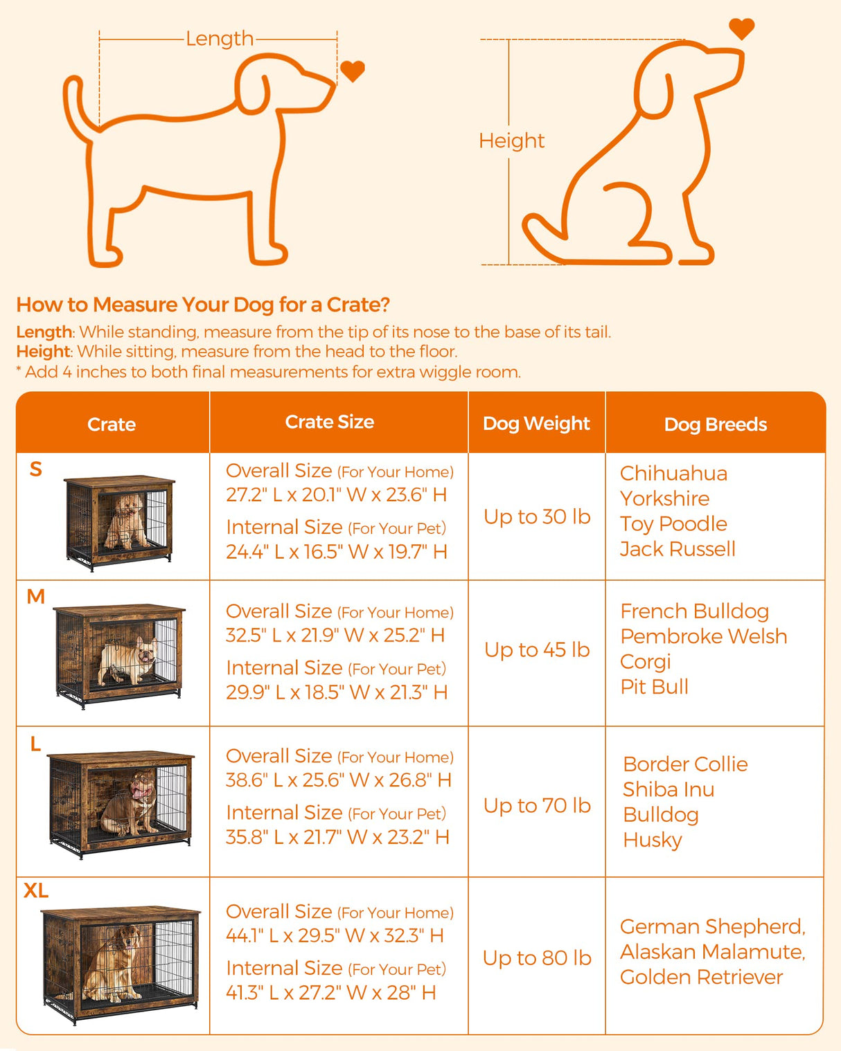Feandrea Dog Crate Furniture, Side End Table, Modern Kennel for Dogs Indoor up to 80 lb, Heavy-Duty Dog Cage with Multi-Purpose Removable Tray, Double-Door Dog House, Rustic Brown UPFC004X01 Feandrea