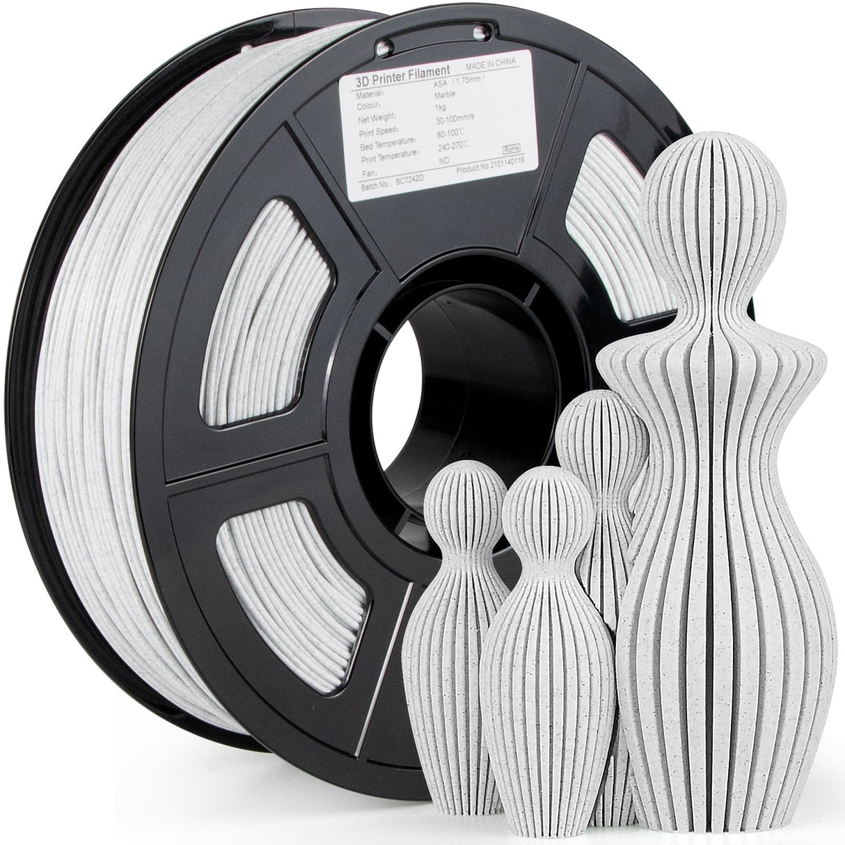 iSANMATE ASA Filament 1.75mm Marble 1KG, UV & Weather Resistant 3D Printer Filament Perfect for Outdoor Functional Parts, Dimensional Accuracy +/- 0.02mm, 1kg Spool (2.2lbs) iSANMATE