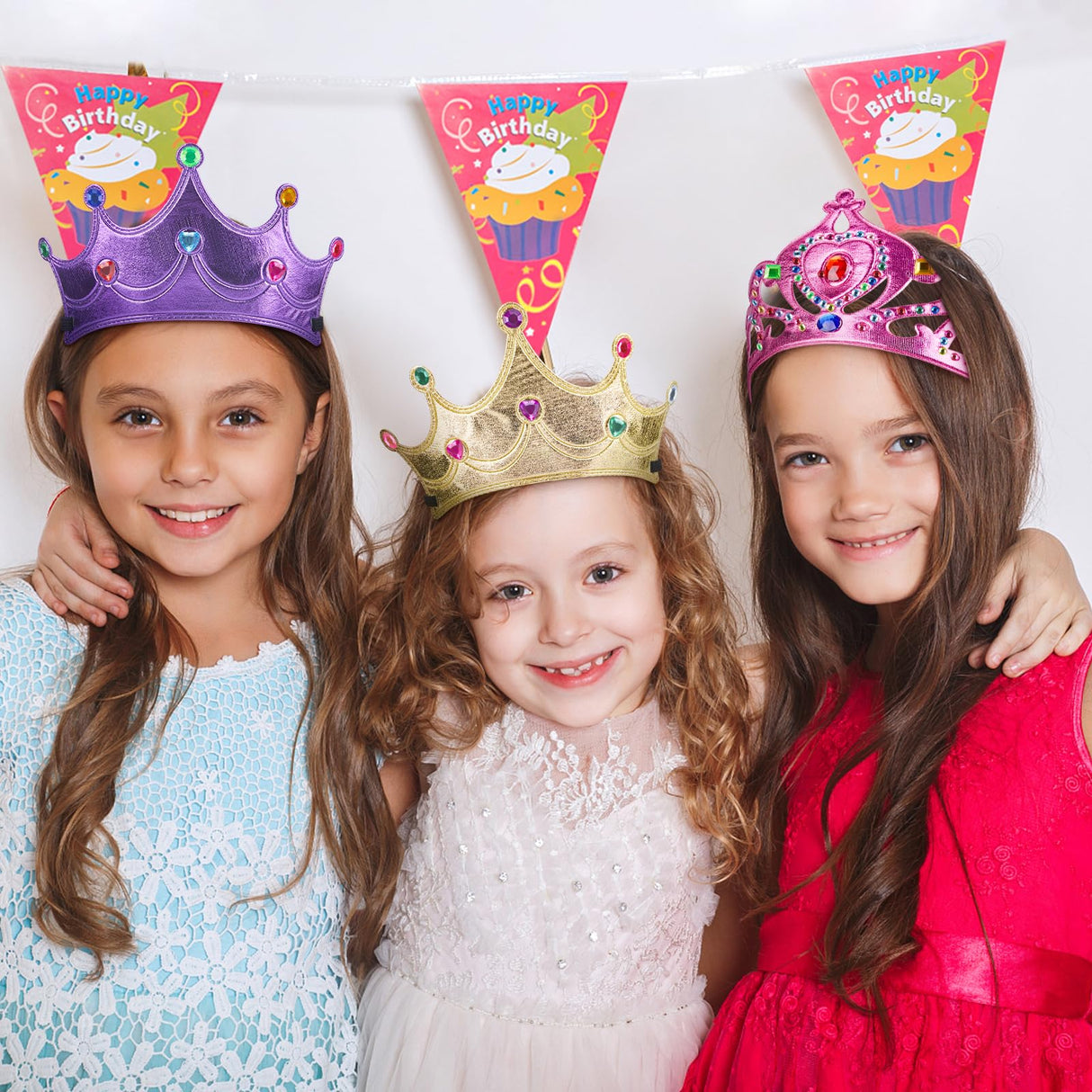 FLMRIOY 17 Pcs Princess Party Crowns Set Kids Party Supplies Tiaras Making Kit with Diamond Stickers for Little Girls Gifts FLMRIOY