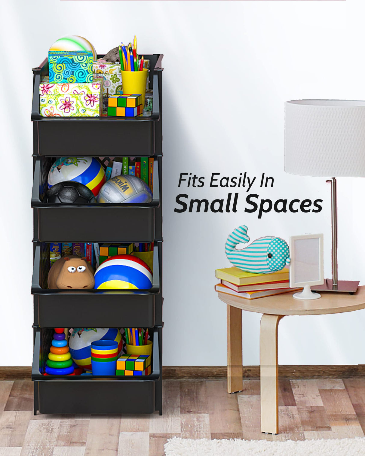 TidyFriend Stackable Storage Bins for Pantry Organizers and Storage 4 Pack, Pantry Storage for Food, Kitchen and Home Organization (Black) Skywin