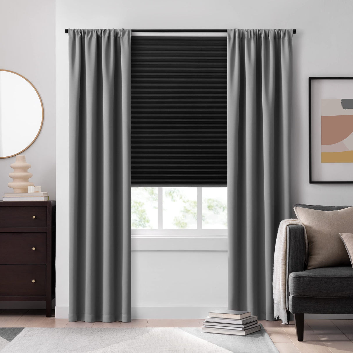ECLIPSE Blackout Paper Pleated Shade - Cordless Durable Cut-to-Width Multi Pack Window Shades, 48 in x 72 in (2 Pack), Black Eclipse