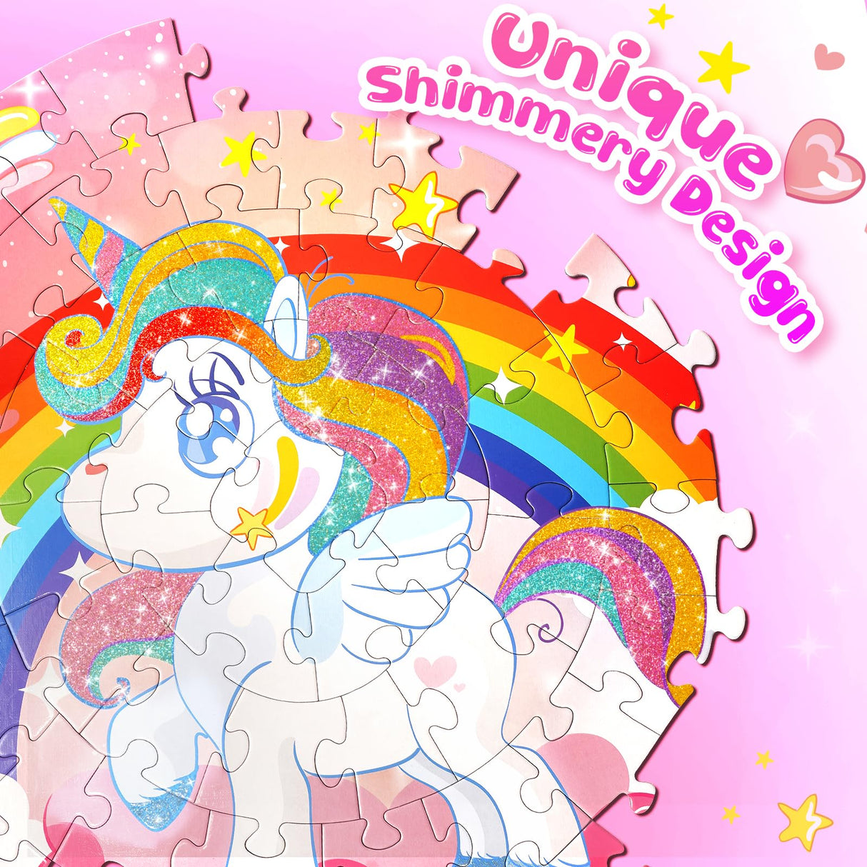 Jigsaw Puzzles for Kids Ages 4-6: Floor Puzzles for Kids Games 70 Pieces Large Toddler Educational Toys for Unicorn Activity Birthday Christmas Girls Boys Ages 3 4 5 6 7 8 9 10 Years Old Fikamd