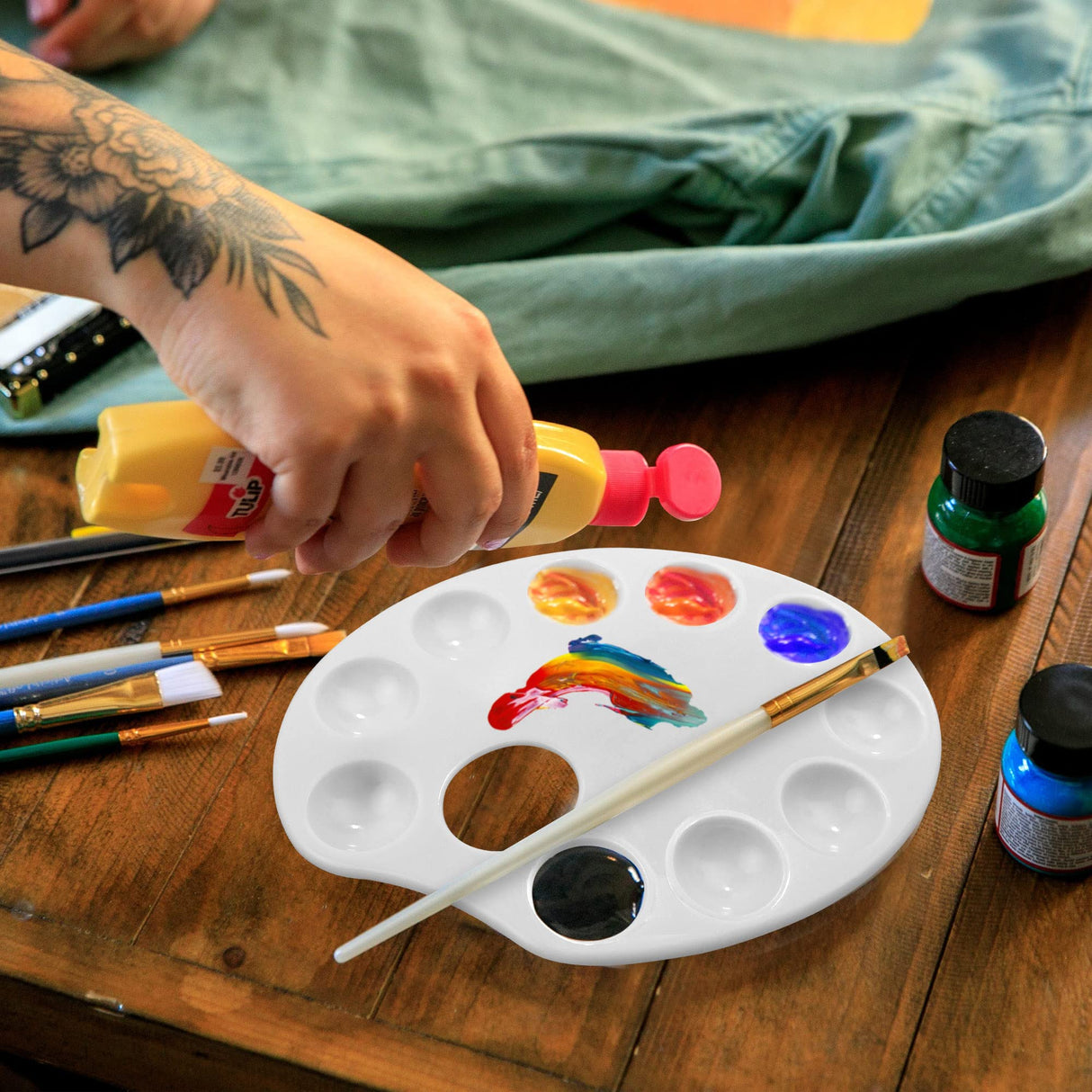 30 Pack 10 Well Paint Palettes Tray Bulk, White Plastic Paint Palettes for Adult, Watercolor Painting Tray Palette for Amateur Painters, DIY Art Painting KEJJNYER