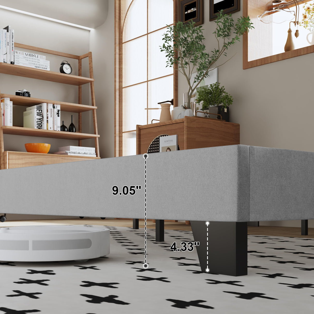 ZZBINUS Twin Size Bed Frame with Adjustable Tufted Headboard – Linen Upholstered Platform Bed, Sturdy Frame & Slats, No Box Spring Needed, Noise-Free, Easy Assembly (Gray, Twin) ZZBINUS