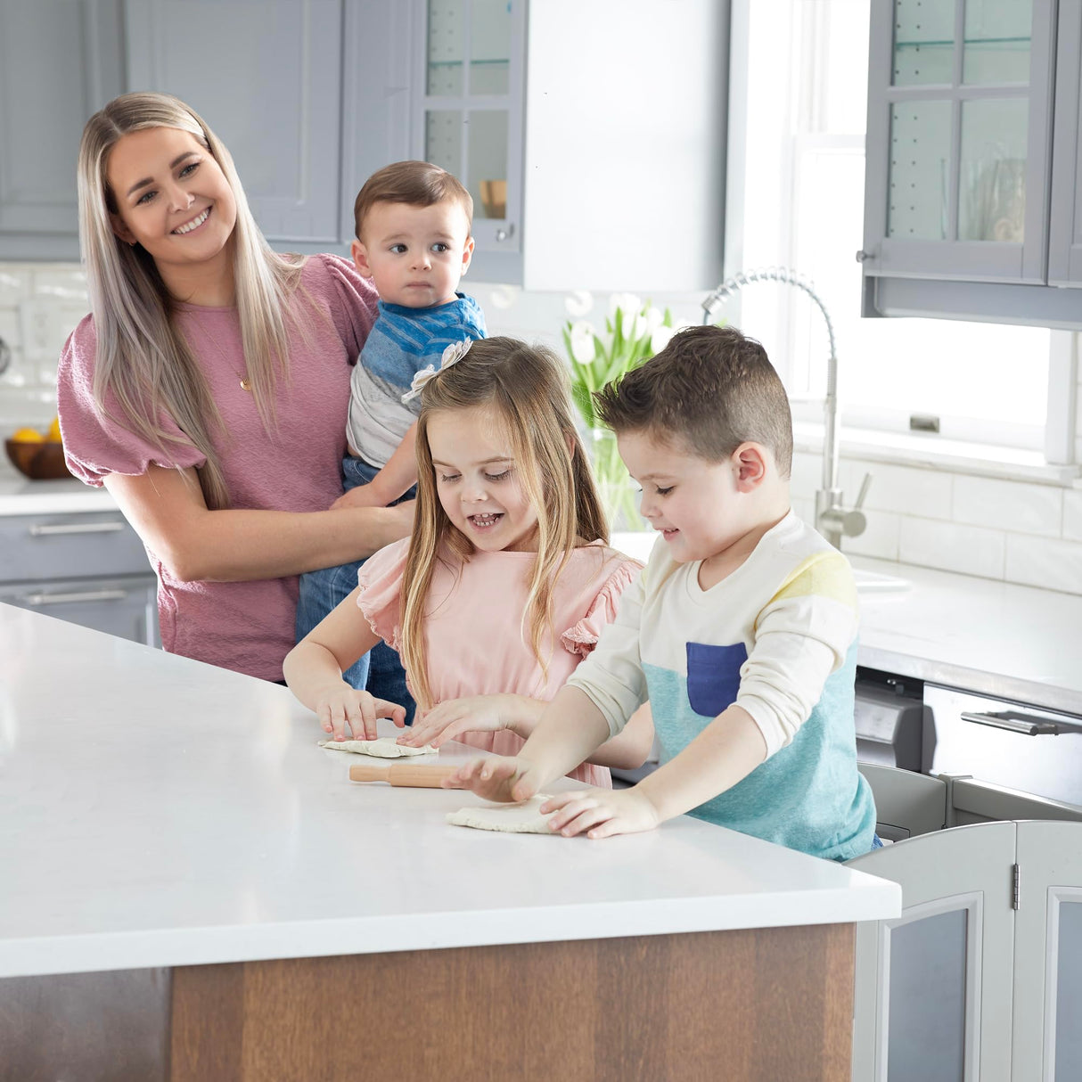 Martha Stewart Kitchen Helper ® Toddler Tower by Guidecraft - Taupe: Kids' Wood, Foldable, Adjustable Height Platform | Safe Cooking Learning Step Stool for Toddlers Martha Stewart