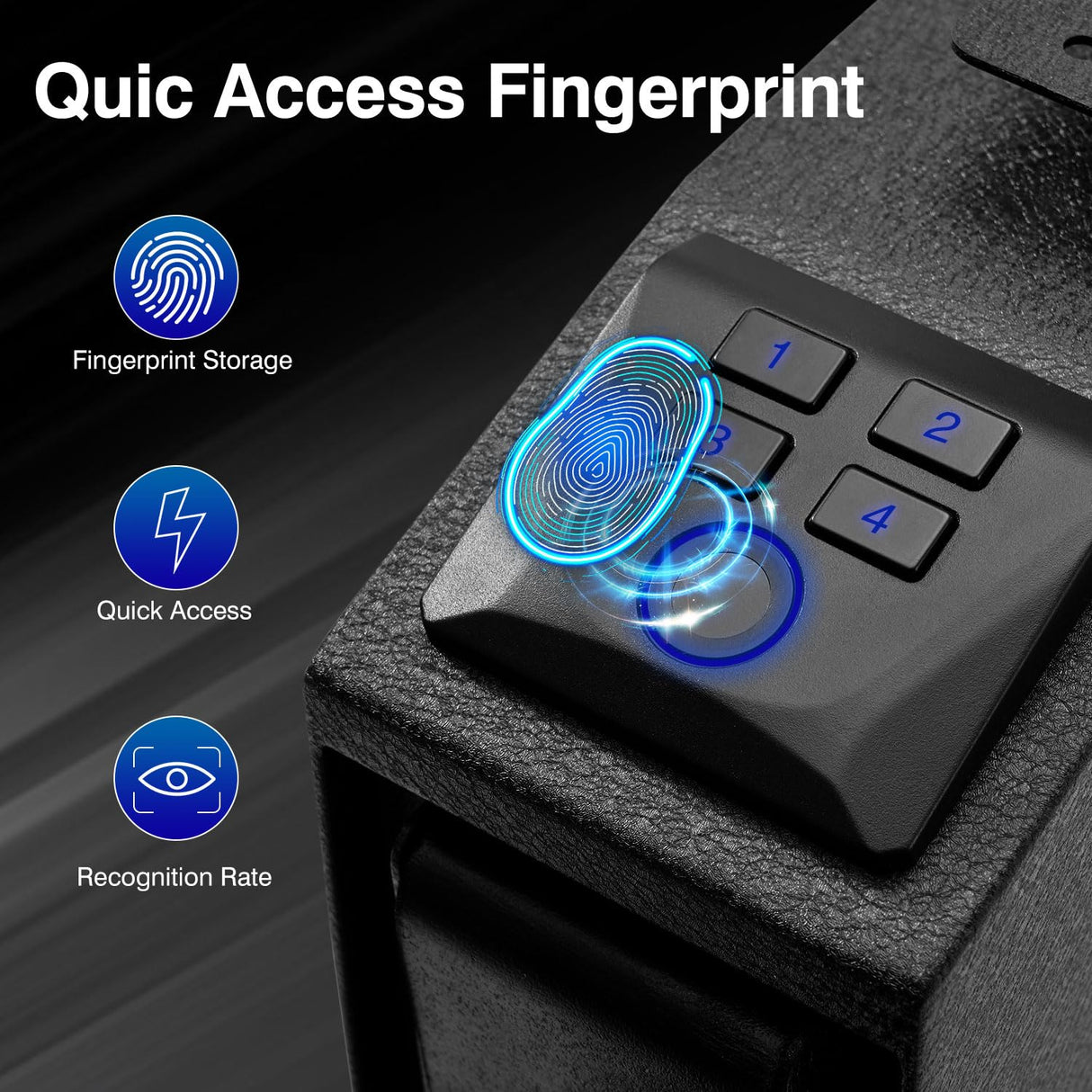 Arvilon Slider Handgun Safe for Nightstand, Biometric Beside Gun Safe for Pistols with Quick Access Sliding Door, Pistol Safes for Wall Bedside Desk Vehicle with the Fingerprint, Keypad Arvilon