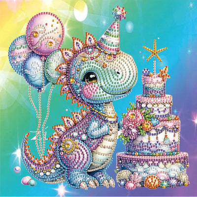 Diamond Art Painting Kits for Adults, 5D Special Shape Diamond Art Kits for Beginners, Crystal Rhinestones Diamond Art Painting for Home Wall Decoration Gift 12×12inch, Cake and Dinosaur