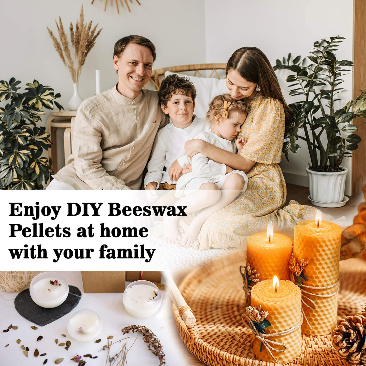 CARGEN White Beeswax Pellets - 428g Beeswax Pastilles Bulk Bees Wax Pellets Triple Filtered for DIY Making Candles Skin Care Lip Balm Soap Lotion and Soap Making Supplies CARGEN