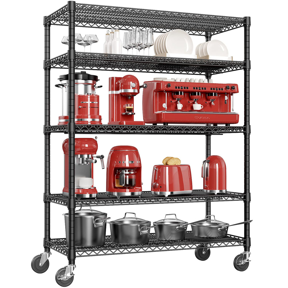 IZEUK Garage Shelving Wide Storage Shelves 5 Tier Metal Shelves 4000 LBS Heavy Duty Adjustable Utility Shelf Rack Black 23.6" D x 53.1" W x 73.6" H IZEUK