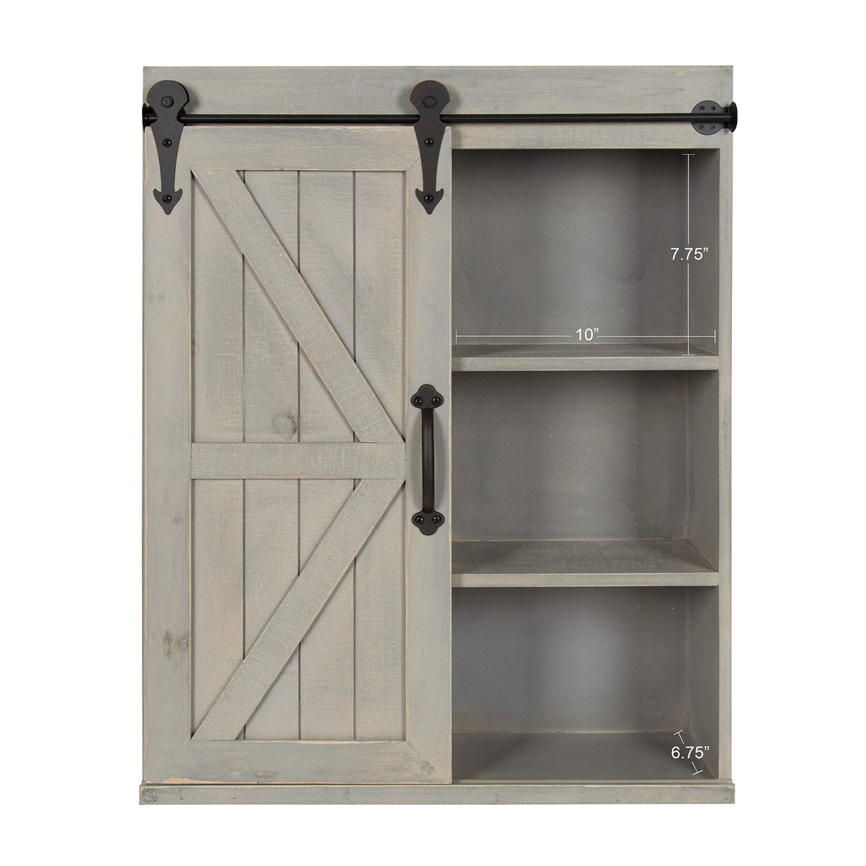 Kate and Laurel Cates Decorative Wood Wall Storage Cabinet with Sliding Barn Door, Rustic Gray Kate and Laurel