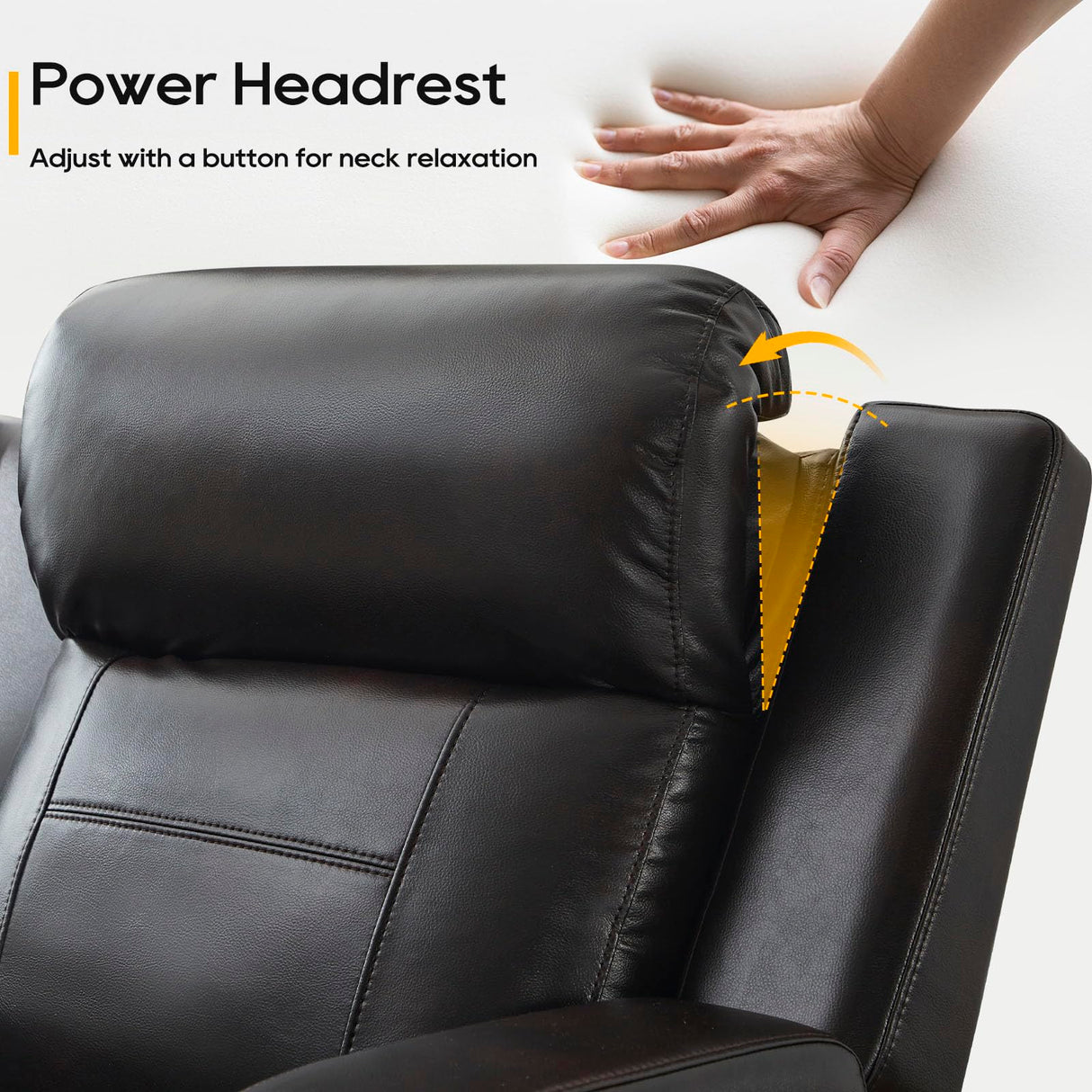 P.H.Furn Power Recliner Sofa, Home Theater Seating with Adjustable Headrest, Blue LED Lighting, Reclining Loveseat, Flip-Up Backrest Storage, Multi-Port Charger, Cup Holder, USB P.H.Furn