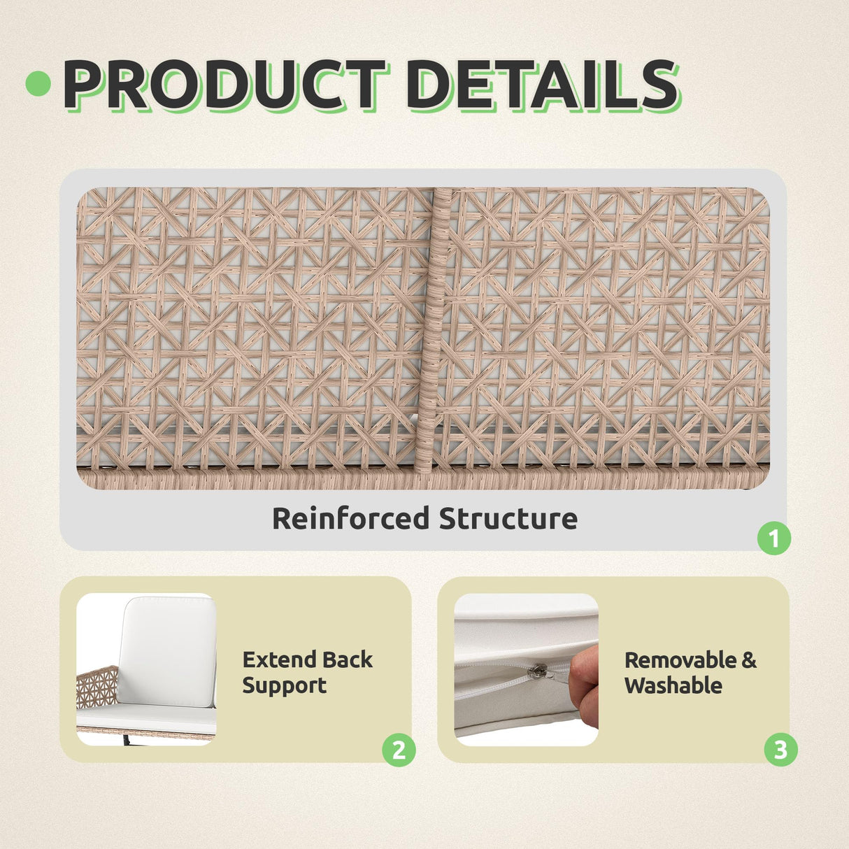 YITAHOME Patio Loveseat Wicker Outdoor Furniture, All Weather Loveseat Rattan Conversation with Soft Cushions & High Back, Patio Sectional Furniture for Backyard, Balcony and Deck, Beige YITAHOME