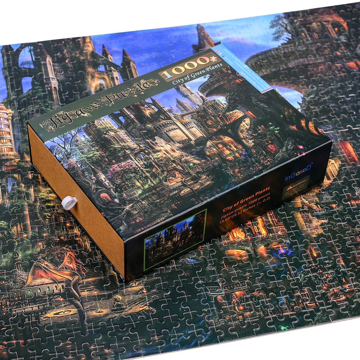 Ingooood- Jigsaw Puzzle 1000 Pieces for Adult- Fantasy Series- City of Green Plants_IG-1146 Entertainment Wooden Puzzles Toys Ingooood