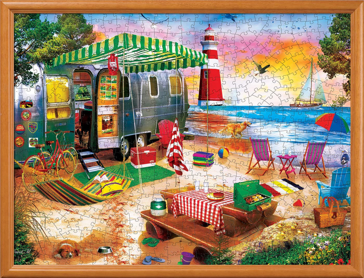 Masterpieces 550 Piece Jigsaw Puzzle For Adults and Family - Oceanside Camping - 18"x24" Masterpieces
