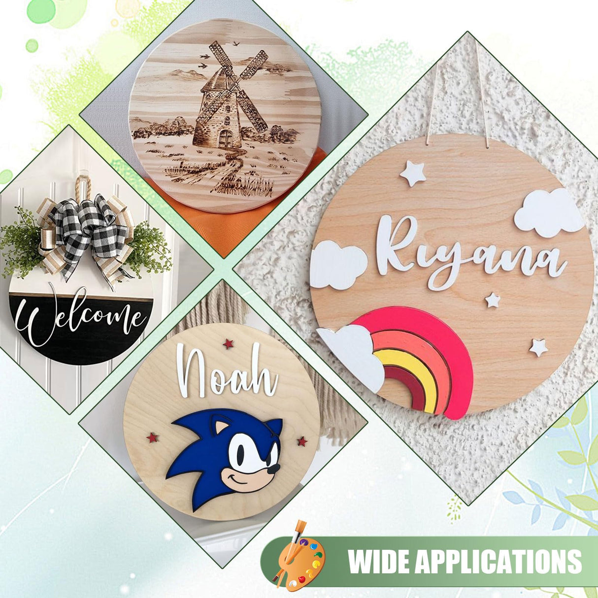 AWIZOM 2 Pack 12 Inch Round Wood Plaque Pine Wood Circle Plaque Unfinished Wooden Circle Signs Blank Round Wood Discs for DIY Craft, Painting, Engraving, Wood Carving, Home Decor(0.59 Inch Thick) AWIZOM