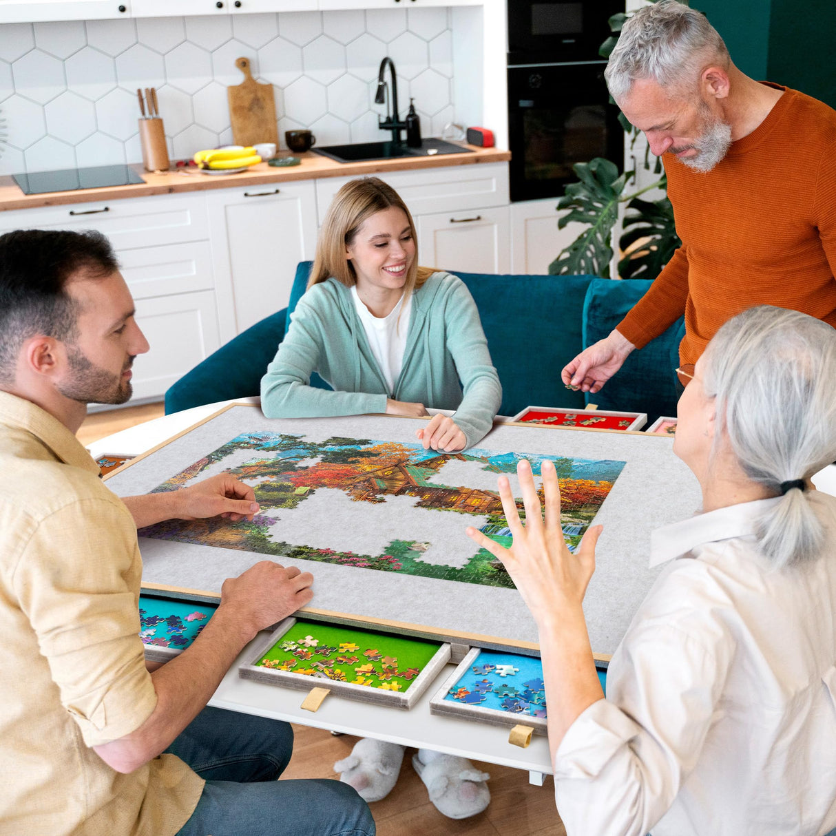 Lavievert 2000 Pieces Jigsaw Puzzle Board with 10 Drawers, Lightweight Jigsaw Storage Board with Cover, Foldable Jigsaw Puzzle Table for Easy Storage LAVIEVERT