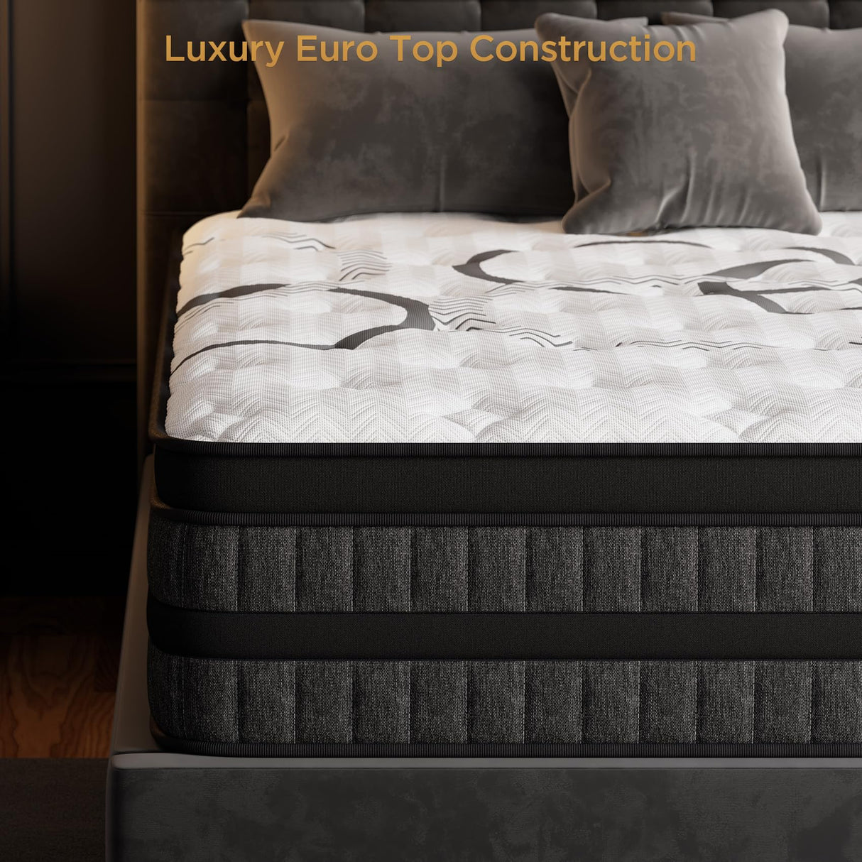 PUBPLON King Mattress 12 Inch Hybrid Mattresses Euro Top Medium Firm for Back & Lumbar Support, 365 Night Trial, Individual Pocket Spring Bed for Motion Isolation & Pressure Relief (12 Inch, King) PUBPLON