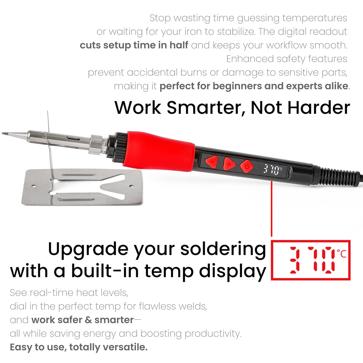 Soldering Iron Kit, 60W 120V Digital LED Display 5-in-1, Solder Wire, Flux Rosin Paste, Mini Stand, Sponge, Portable Fast Heating Welding Tool for Electric Repair Hobby DIY from Plusivo Plusivo