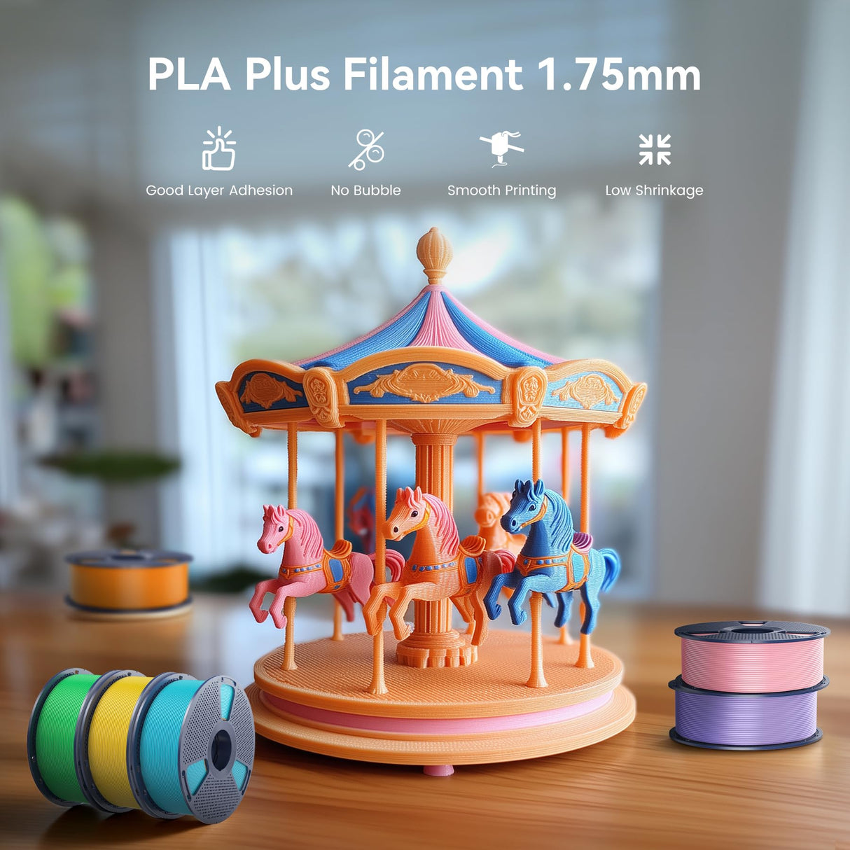 SUNLU PLA Plus Filament 1.75mm Black 1KG, Neatly Wound 3D Printer Filament 1.75mm, PLA+ 1000g, Dimensional Accuracy +/- 0.02 mm, Fit Most FDM 3D Printers, 1kg Spool (2.2lbs), Black SUNLU