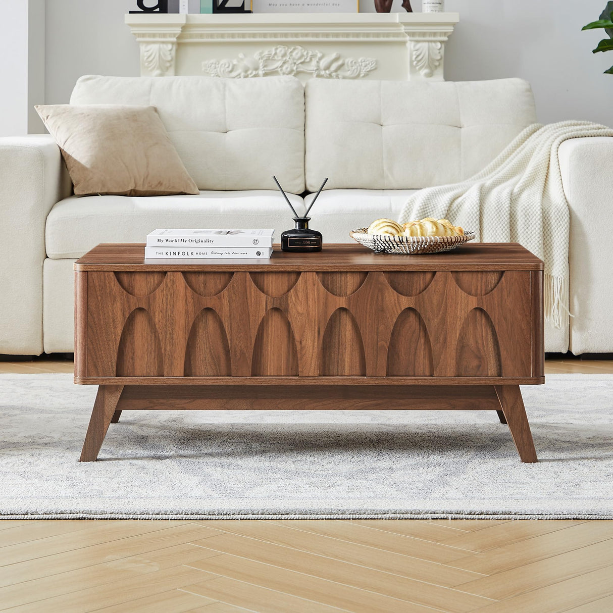 Bifins Coffee Table, Lift Top Coffee Table with Hidden Compartment,Mid Century Modern Lift Tabletop for Home Living Room Office Bifins