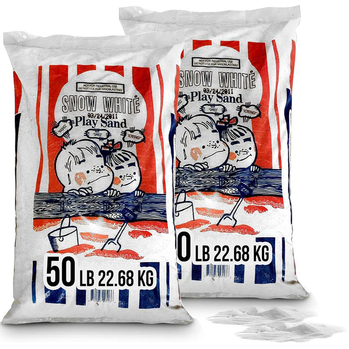 US Silica 50 Pound Bag Snow White Play Sand for Sandboxes and Sand Tables at Parks, Homes, and Daycare Centers, Natural, White 2 Pack U.S. Silica