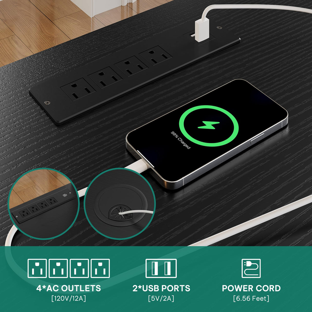 YITAHOME L Shaped Executive Desk with Hutch and Drawers, Farmhouse Home Office Desk with Power Outlet, Wood Corner Computer Desk with Sliding Door, Storage Cabinet with Glass Door, White & Black YITAHOME