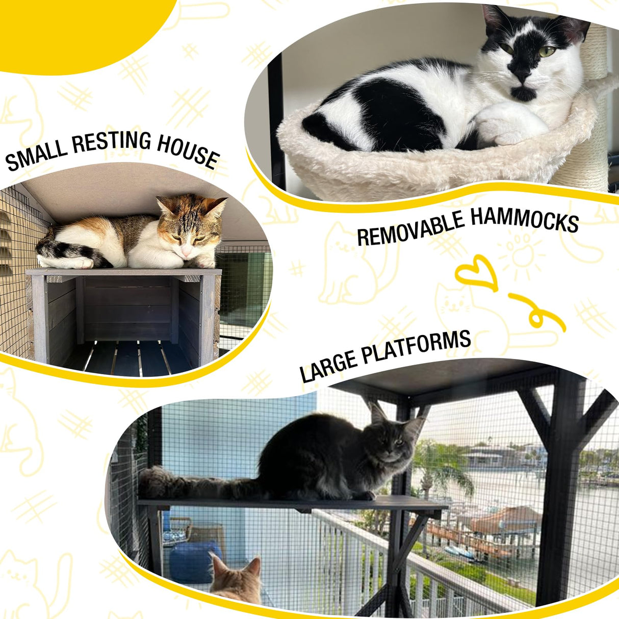 Cat House Outdoor Catio for Catis Mobile Enclosures on Wheels Large Cat Cage with Waterproof Cover,Resting House,62.8" Aivituvin