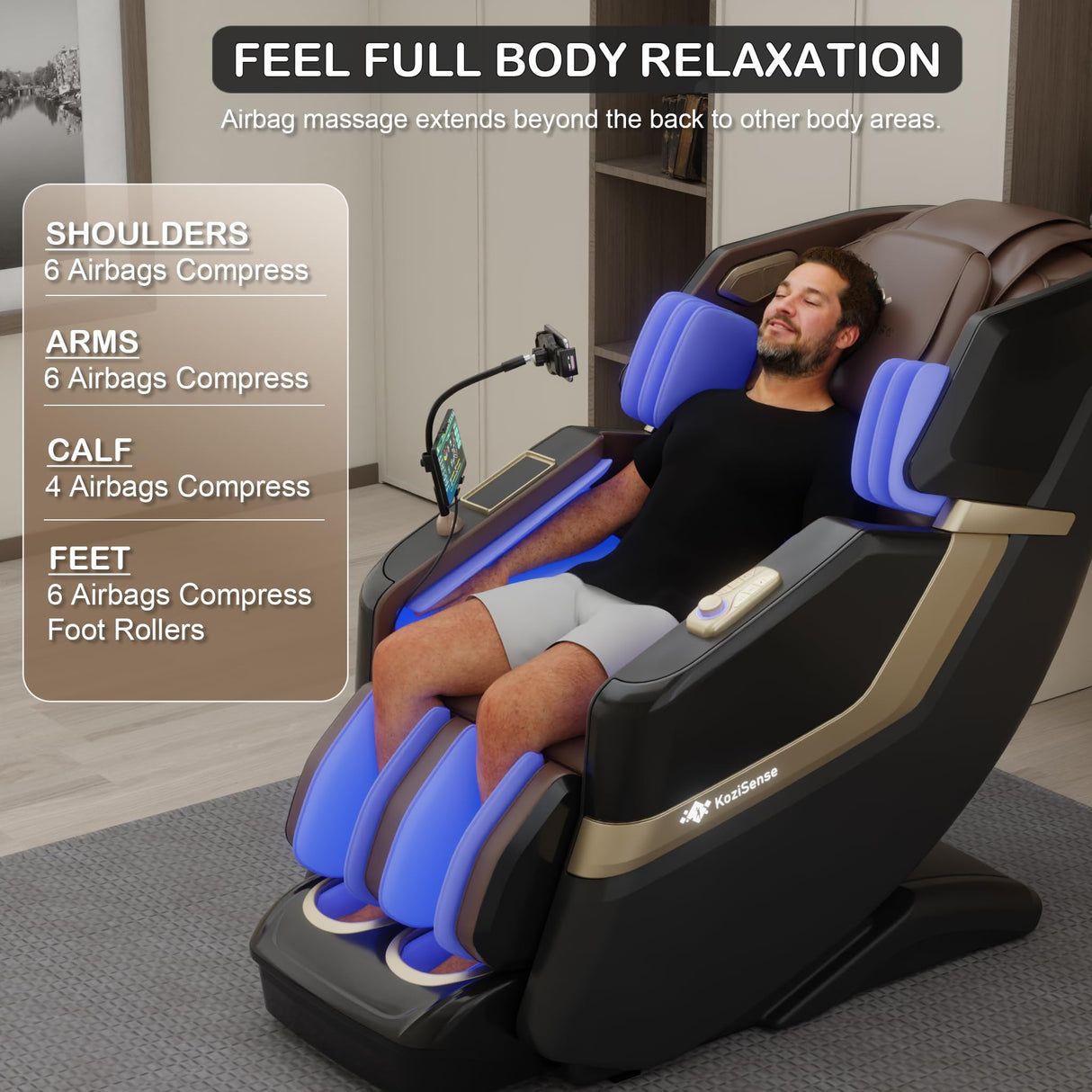 KoziSense KZ-313 2026 Heated Jade Roller Massage Chair Full Body, Deep Zero Gravity SL-Track with Heat, 12 Auto Modes, 6 Custom Programs, Backlit Touch Screen, Voice Control, Wireless Charger KoziSense
