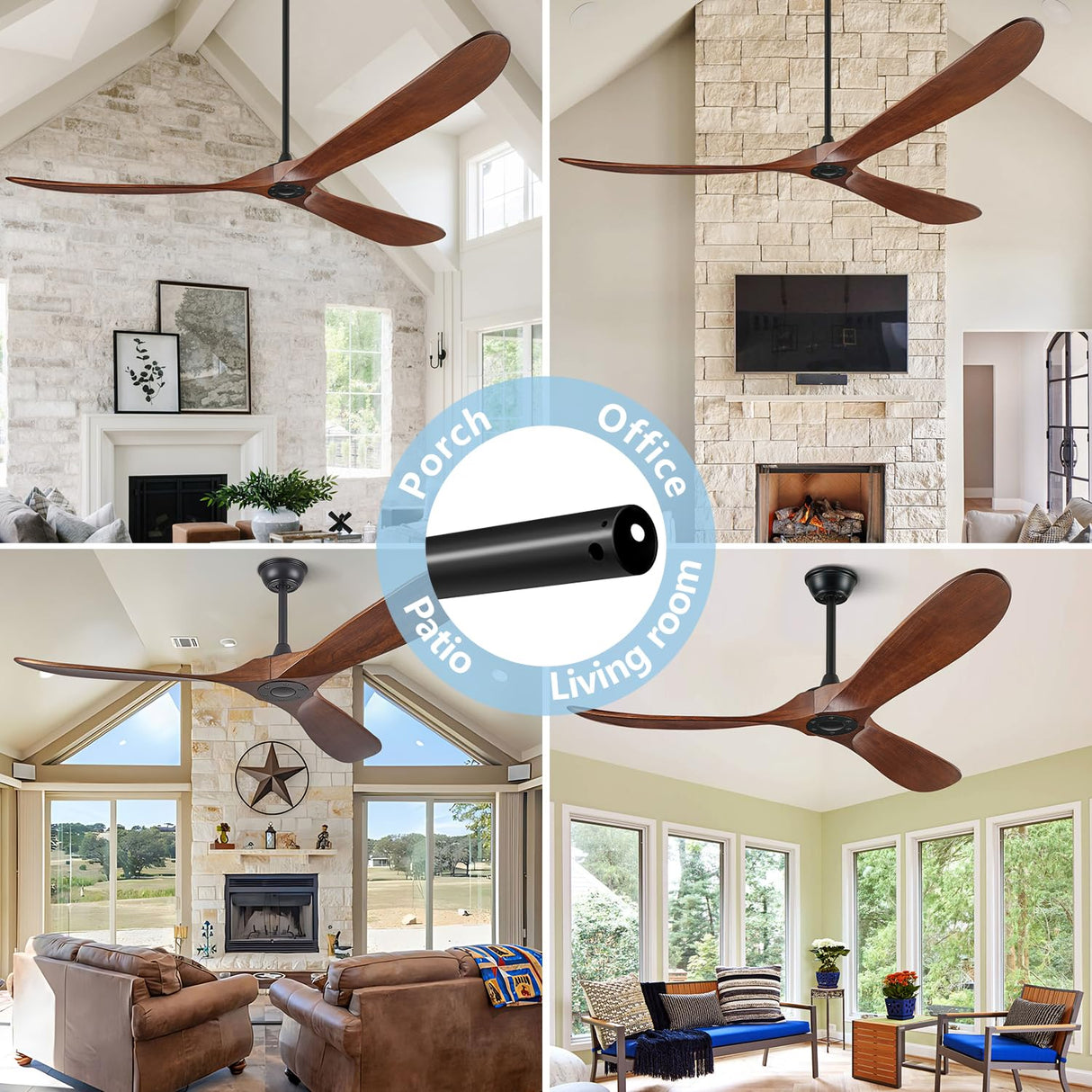 BOOSANT 72 INCH Ceiling Fan Downrod With Extended Wires,Extension Rod Only Ceiling Fans Compatible, Not Threaded(Black) BOOSANT