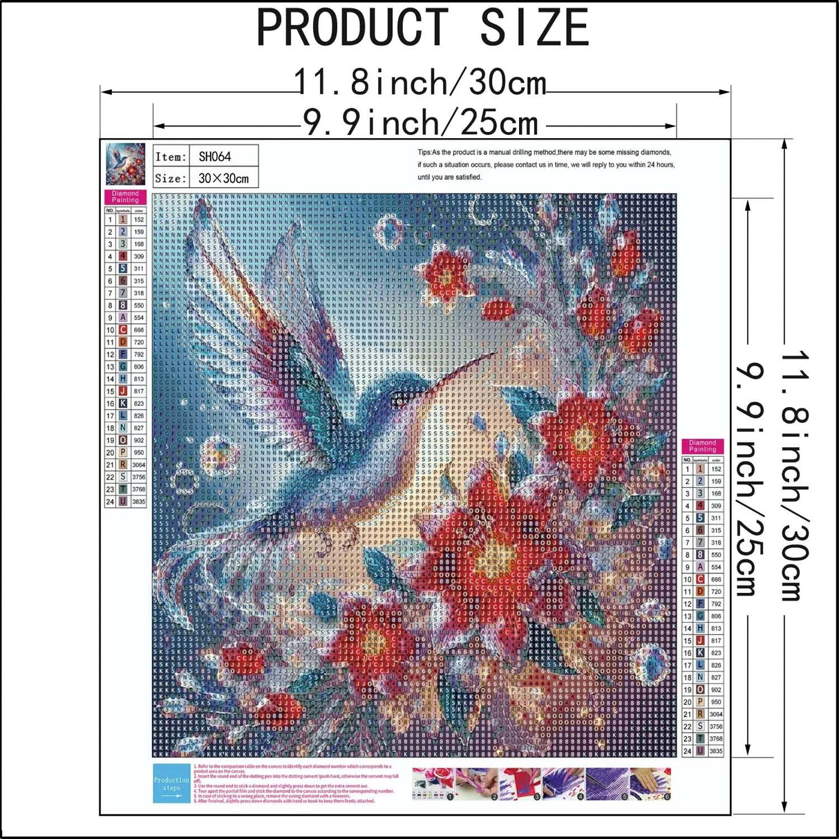 Hummingbird Diamond Art Kits for Adults,5D Full Round Drill Diamond Painting Kits for Flowers DIY Crystal Rhinestones Paint by Diamonds and Crafts for Adults Home Wall Decor 12 X 12inch SHICERNHJ