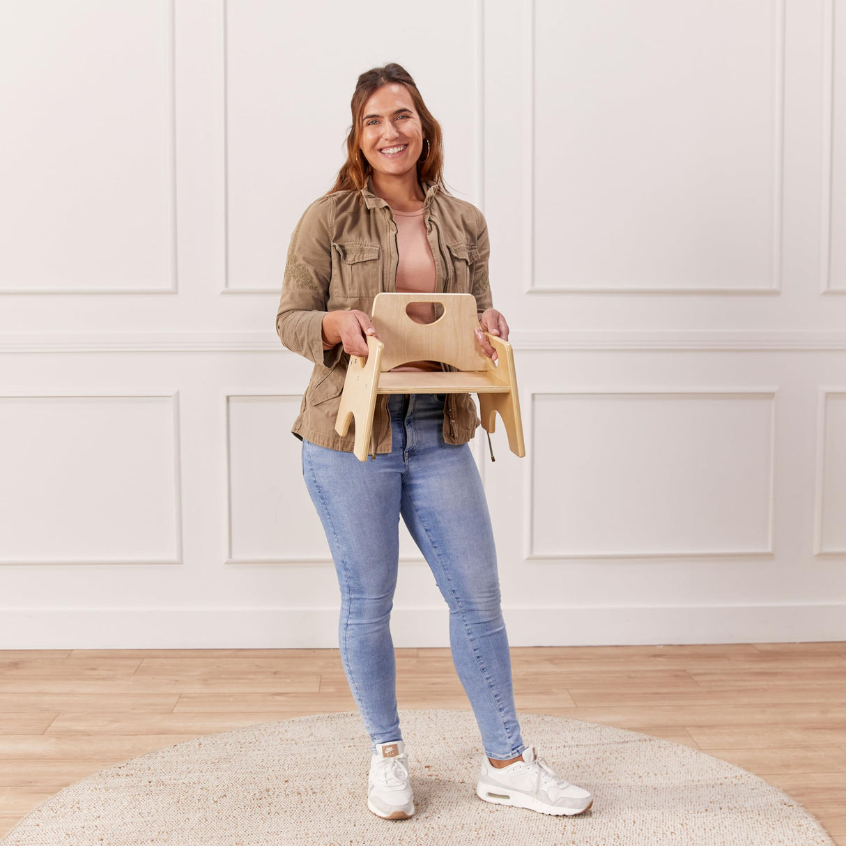 ECR4Kids Stackable Wooden Toddler Chair, 6in, Kids Furniture, Natural, 2-Pack ECR4Kids