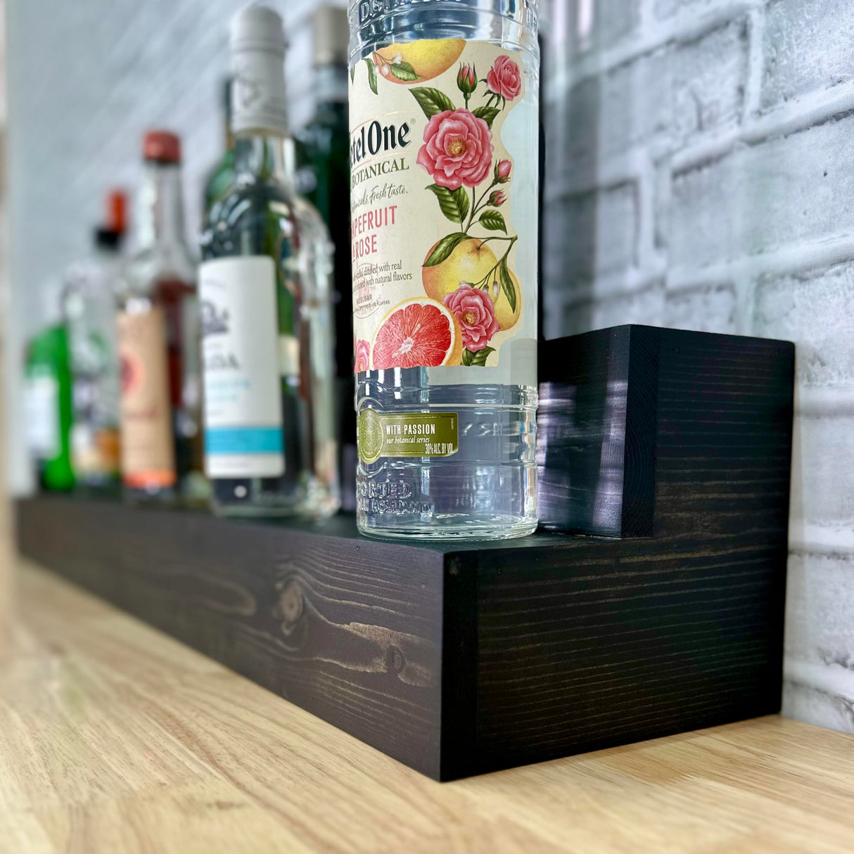 Tiered Bottle Shelf | 2 Tier Liquor Bottle Display | Bar Organization | Display Shelf | Wine Shelf | Bar Display | Kitchen Counter Shelf (30", Black) RBD Home