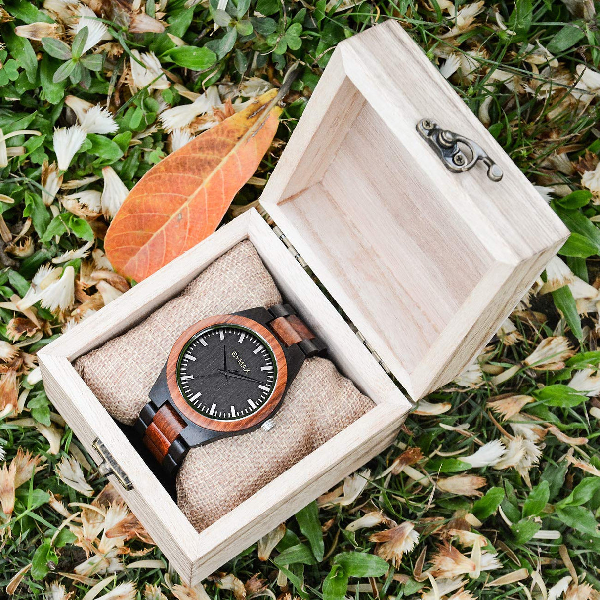 BYMAX Personalized Name Wooden Watch, Custom Engraved Wood Watch Gradulation Birthday Anniversary Wedding Gifts for Men Groomsmen Husband Son BYMAX