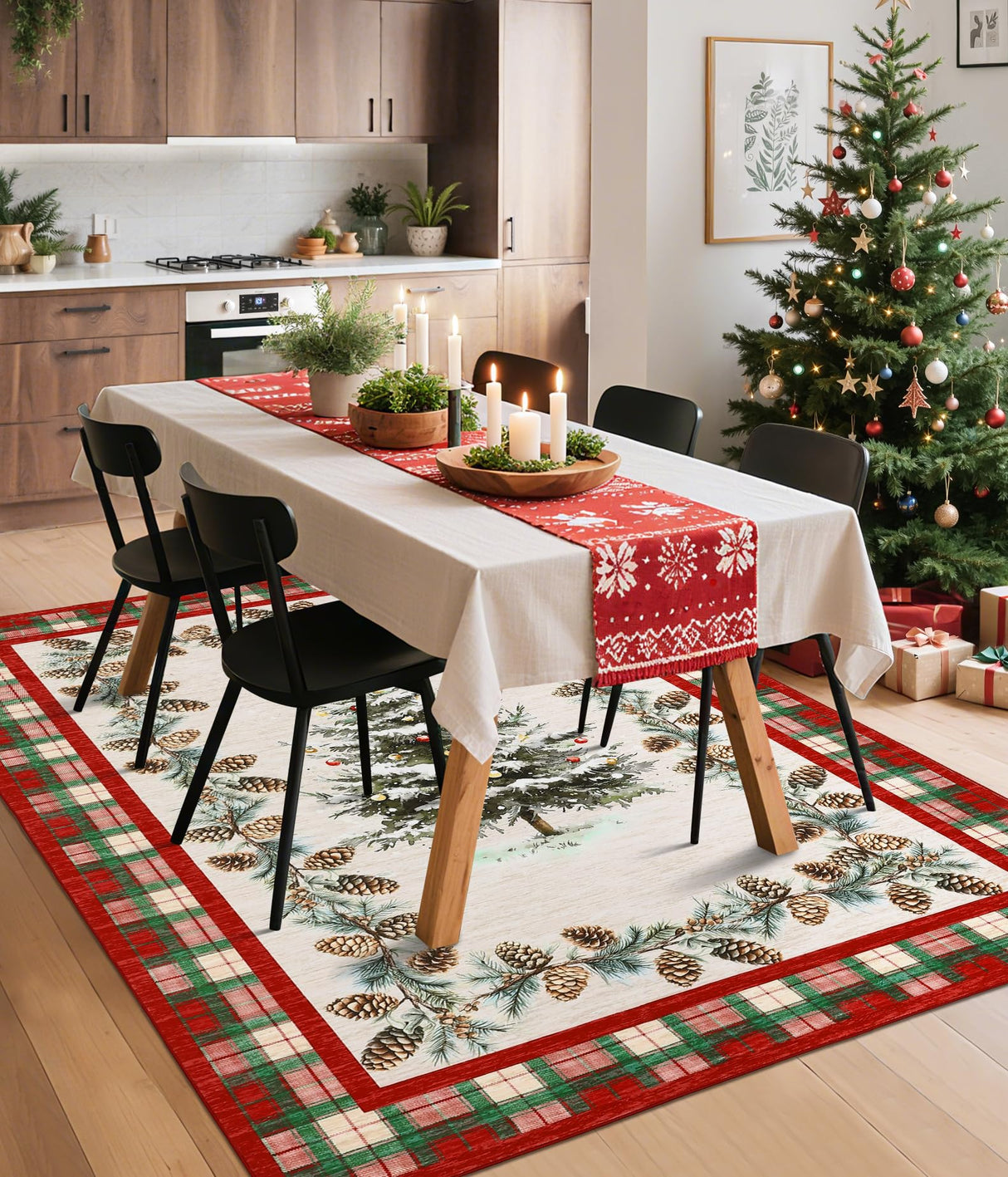 GarveeHome Red Checkered Christmas Rug 3x5 Washable Holiday Area Rugs for Living Room, Non-Slip Christmas Tree Rug for Bedroom Stain Resistant Low-Pile Carpet for Entryway Dining Room Nursery GarveeHome