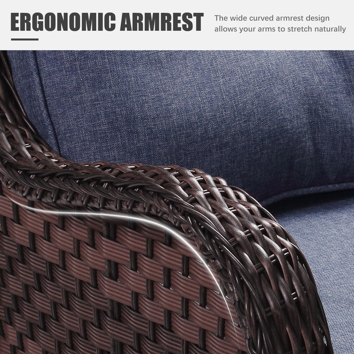 LayinSun 7 Pieces Outdoor Patio Furniture Set with Fire Pit Table, Rattan Wicker Swivel Rocker Chairs Sets with Swivel Glider Chairs and Coffee Table LayinSun