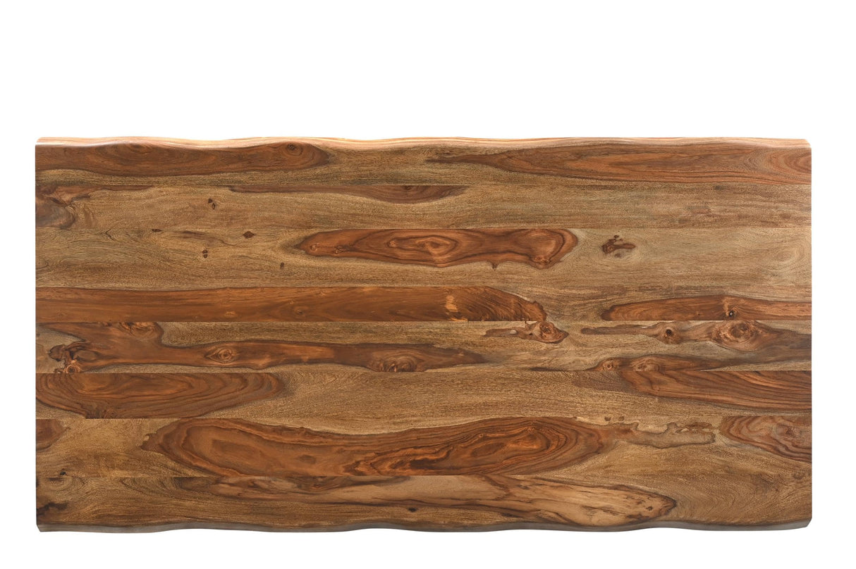 Brown Solid Wood 7-Piece Dining Set with Live Edge Table and Chairs Taran Designs