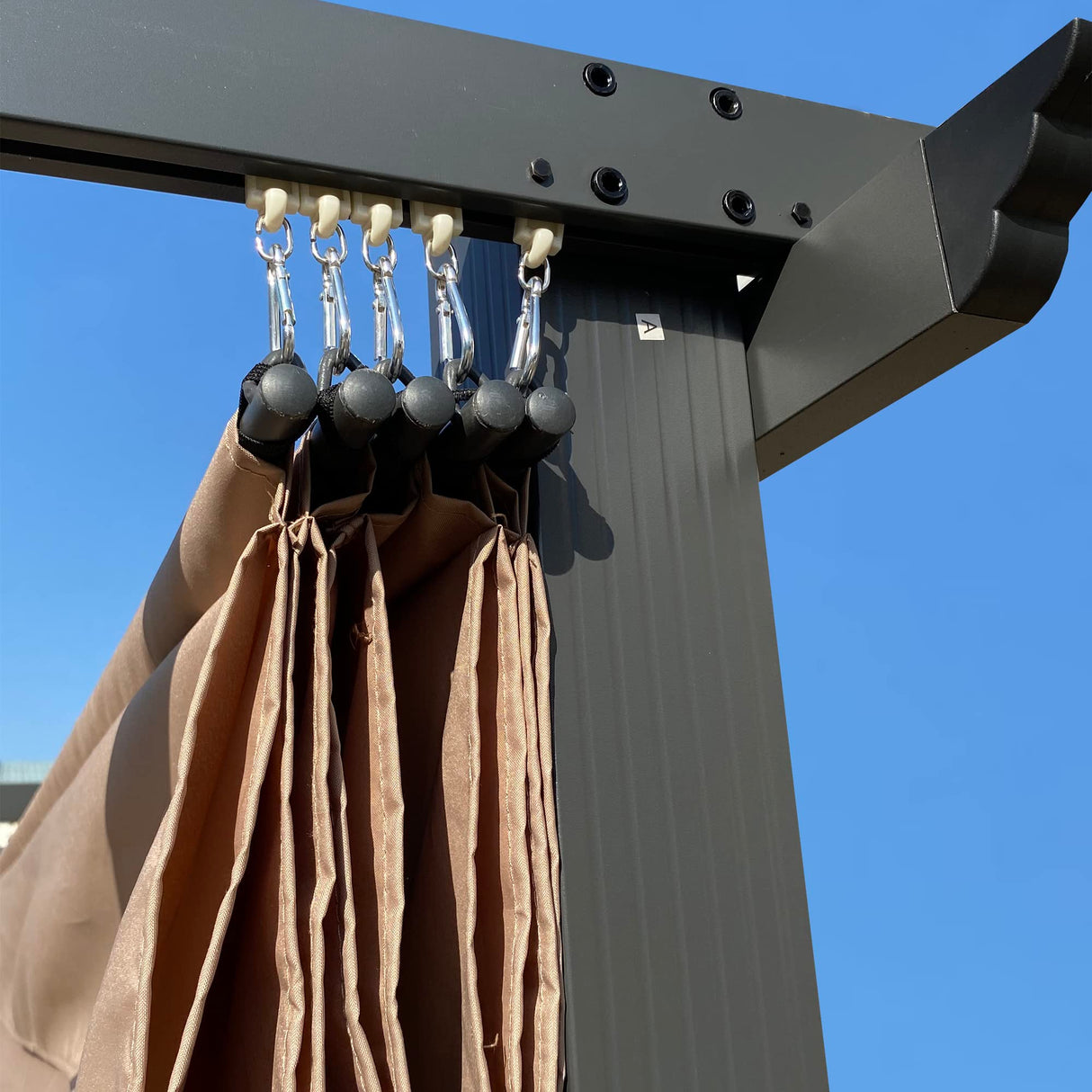 10x10 FT Retractable Pergola Replacement Canopy Waterproof, Durable and Sun-Protection Pergola Shade Cover (Khaki) ANTSKU