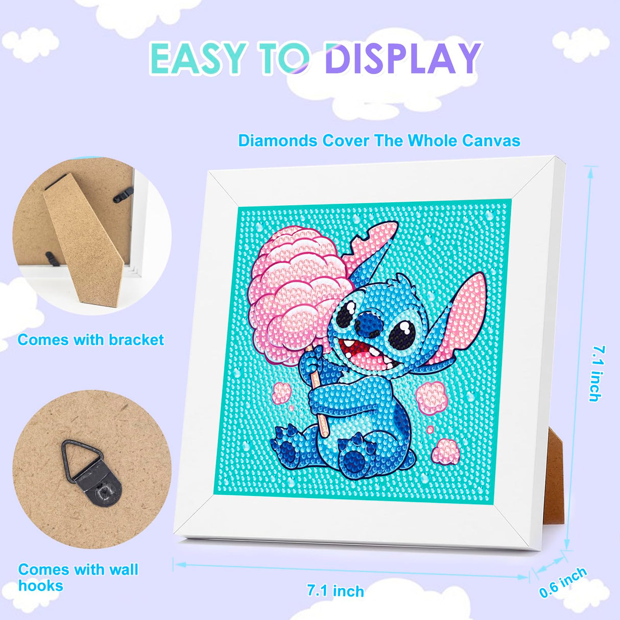 Diamond Art Kits for Kids - Crafts for Girls 8-12 - Diamond Art Painting with Wooden Frame - Arts and Crafts for Kids Ages 4-6 8-10 - GEM Art Supplies for Adult Beginners Home Wall Decor Gifts Nardoll