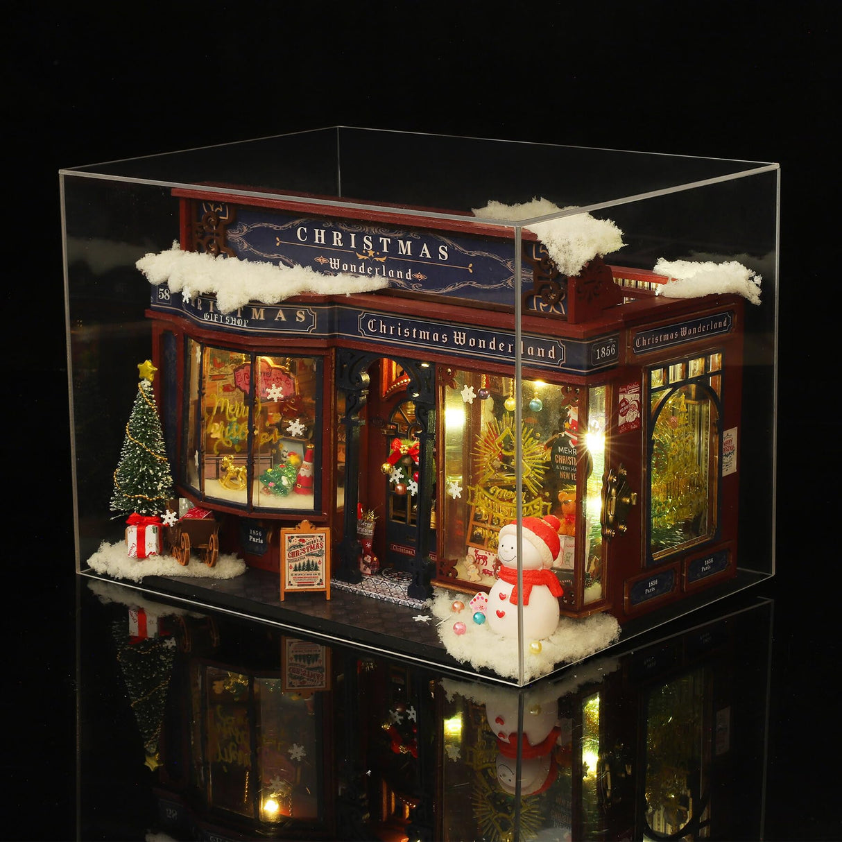 fifijoy Christmas Miniature Dollhouse Kit, DIY Dollhouse Miniature House Kit for Adults, Tiny House Kits Mini Model Building Sets with Music (Christmas Wonderland) fifijoy