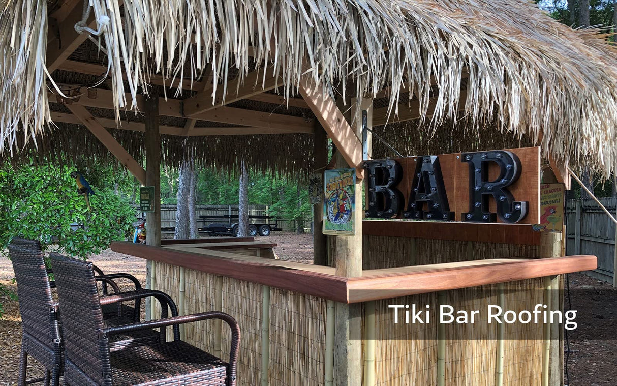 FOREVER BAMBOO Mexican Thatch Roof Runner Roll Duck Blind Grass Tiki Hut Thatch Duck Boat Blinds Palapa Thatch Roofing for Tiki Bar Huts, Tan, 35" x 60' FOREVER BAMBOO
